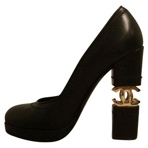 chanel black heel|More.